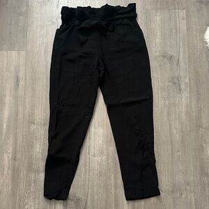 Black High-Waisted Tie Pants